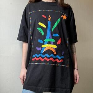 Vintage Alma Mater 90s Paris Eiffel Tower Graphic Tee Large Cotton